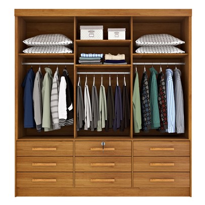 Guarda-Roupa Chicago 3 Portas 9 Gavetas Cinamomo - Tcil Móveis