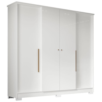 Guarda-Roupa Solteiro Mônaco 4 Portas 2 Gavetas Branco - Mx Móveis