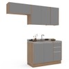 Cozinha Compacta Campanele 6 Portas 3 Gavetas Castanho/Cinza - Politorno