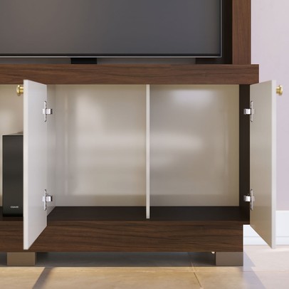 Estante para TV Até 50 Polegadas Valença 2 Portas Nogueira Real/Off White - Colibri