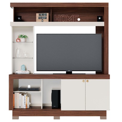 Estante para TV Até 50 Polegadas Valença 2 Portas Nogueira Real/Off White - Colibri