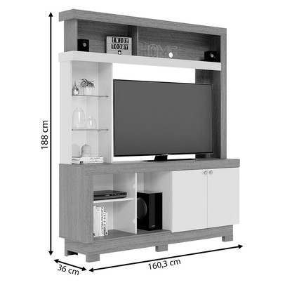 Estante para TV Até 50 Polegadas Valença 2 Portas Nogueira Real/Off White - Colibri