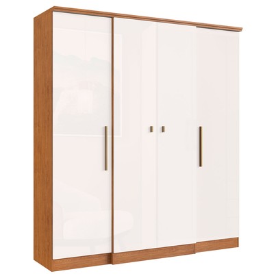 Guarda-Roupa Casal Miami 4 Portas 2 Gavetas Off White Nogueira - Doripel Móveis