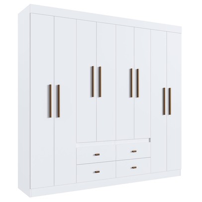 Guarda-Roupa de Casal Las Vegas 8 Portas 4 Gavetas Branco - Doripel