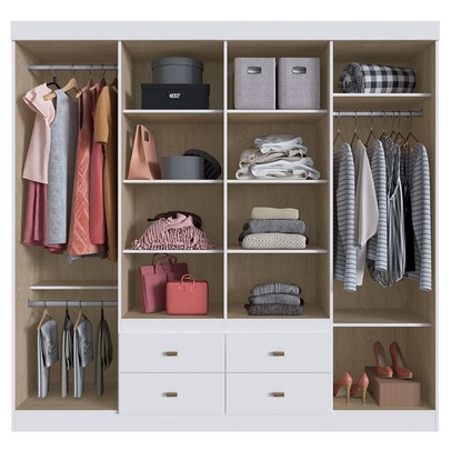 Guarda-Roupa de Casal Las Vegas 8 Portas 4 Gavetas Branco - Doripel