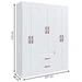 Guarda-Roupa de Solteiro Montevidéu 6 Portas 2 Gavetas Branco - Doripel