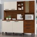 Cozinha Compacta Mega 7 Portas 2 Gavetas com Vidro Ripado 3d Nogueira/Off White - Kits Paraná