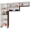 Cozinha Compacta Nala 8 Portas com Vidro Ripado 3d Nogueira/Off White - Kits Paraná