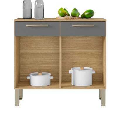 Balcão de Cozinha Nala 2 Portas 2 Gavetas Freijó/Griss - Kits Paraná
