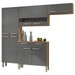 Cozinha Compacta Nala 10 Portas 2 Gavetas com Vidro Freijó/Gris - Kits Paraná