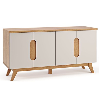 Balcão Buffet Maiky 4 Portas Mel/Off White - Viero Móveis