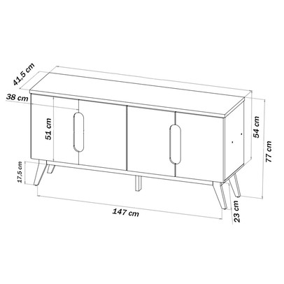 Balcão Buffet Maiky 4 Portas Mel/Off White - Viero Móveis
