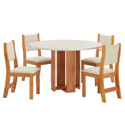Mesa de Jantar 4 Lugares Bebel Mel/Blonde/Nude 27066 - Viero Móveis