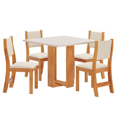 Mesa de Jantar 4 Lugares Bebel Mel/Blonde/Nude - Viero Móveis