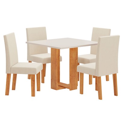 Mesa de Jantar 4 Lugares Marta Mel/Blonde/Nude - Viero Móveis