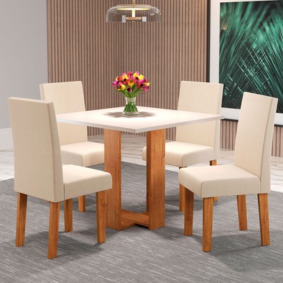 Mesa de Jantar 4 Lugares Marta Mel/Blonde/Nude - Viero Móveis