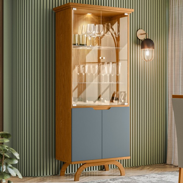 Cristaleira Vicenza 4 Portas Ype/Cinza - New Ceval