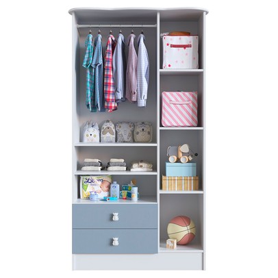 Guarda-Roupa Infantil 3 Portas 2 Gavetas Azul 1410 - Percasa