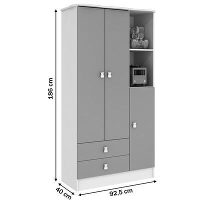 Guarda-Roupa Infantil 3 Portas 2 Gavetas Azul 1410 - Percasa