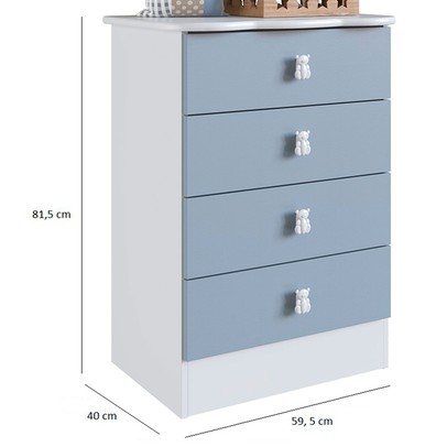 Cômoda Infantil 4 Gavetas Azul 1320 - Percasa