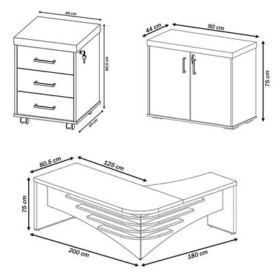 Escritório Completo Tamburato 2 Portas 3 Gavetas 1 Prateleira 006208 Carvalho/Branco - Artany Móveis
