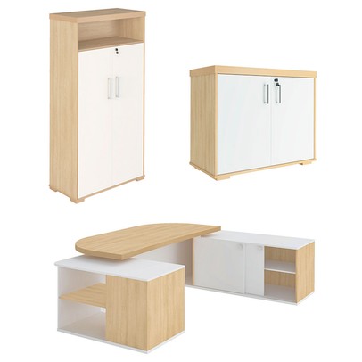 Escritório Completo Presidente 6 Portas 4 Gavetas Carvalho/Branco - Artany Móveis