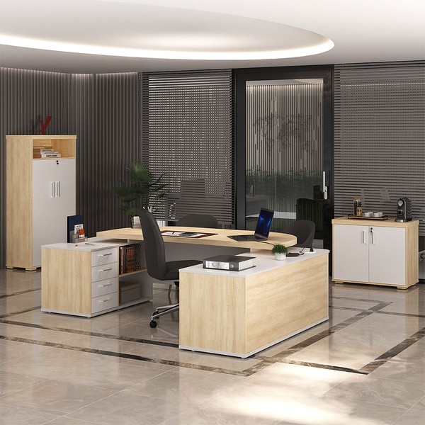 Escritório Completo Presidente 6 Portas 4 Gavetas Carvalho/Branco - Artany Móveis