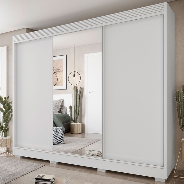 Guarda-Roupa Casal Detroit 3 Portas 3 Gavetas Branco - Fama Móveis