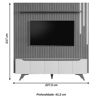 Estante para TV Até 75 Polegadas Grécia 4 Portas 1 Gaveta com Led Cascata Off White/Naturalle 11766 - Mavaular