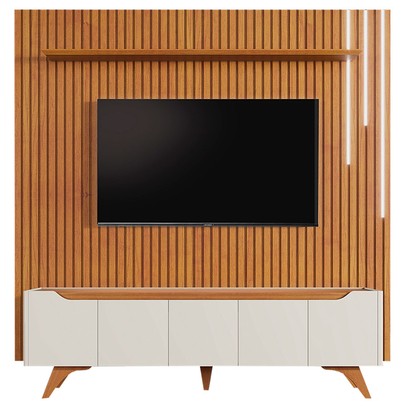 Estante para TV Até 75 Polegadas Grécia 4 Portas 1 Gaveta com Led Cascata Off White/Naturalle 11766 - Mavaular