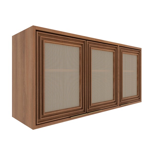 Armário Aéreo Cozinha Thalita 3 Portas 2 Prateleiras Nogal/Manchester - Móveis Sul