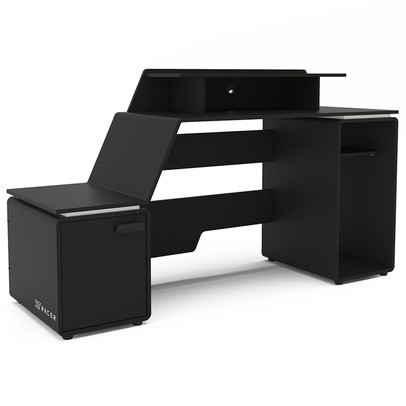 Mesa Gamer Space Two 1 Porta 2 Prateleiras Preto/Branco - Politorno