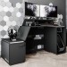 Mesa Gamer Space Two 1 Porta 2 Prateleiras Preto/Branco - Politorno