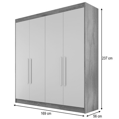 Guarda-Roupa Casal Nantes 4 Portas 3 Gavetas 100% Mdf Off White - Europa Móveis