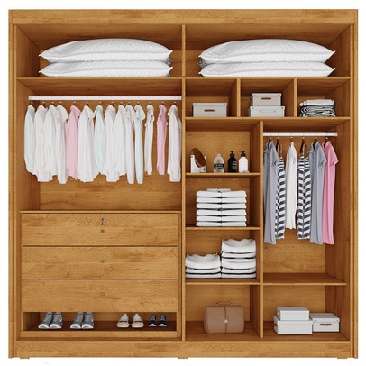 Guarda-Roupa Casal Nantes 4 Portas 3 Gavetas 100% Mdf Peroba - Europa Móveis