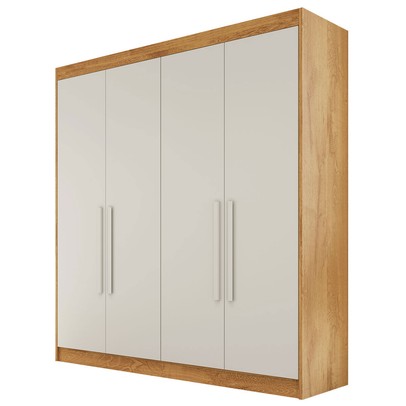 Guarda-Roupa Casal Nantes 4 Portas 3 Gavetas 100% Mdf Peroba/Off White - Europa Móveis