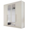 Guarda-Roupa Casal Nantes 4 Portas 3 Gavetas 100% Mdf com Espelho Off White - Europa Móveis