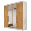 Guarda-Roupa Casal Nantes 4 Portas 3 Gavetas 100% Mdf com Espelho Off White/Peroba - Europa Móveis
