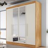 Guarda-Roupa Casal Nantes 4 Portas 3 Gavetas 100% Mdf com Espelho Peroba/Off White - Europa Móveis