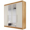 Guarda-Roupa Casal Nantes 4 Portas 3 Gavetas 100% Mdf com Espelho Peroba/Off White - Europa Móveis