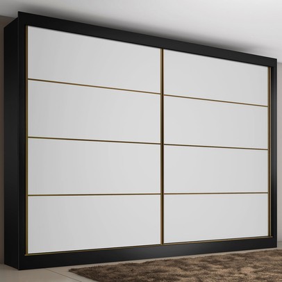 Guarda-Roupa Casal Sevilha 2 Portas 6 Gavetas 100% Mdf Flex Preto/Branco - Mademarques