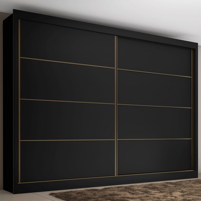 Guarda-Roupa Casal Sevilha 2 Portas 6 Gavetas 100% Mdf Flex Preto/Branco - Mademarques