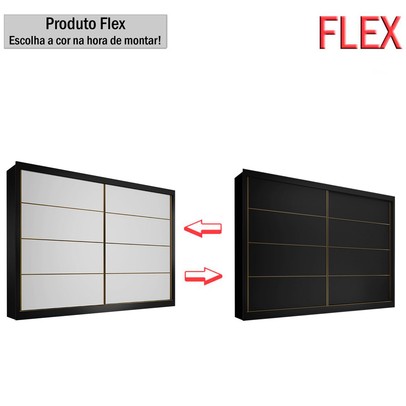 Guarda-Roupa Casal Sevilha 2 Portas 6 Gavetas 100% Mdf Flex Preto/Branco - Mademarques