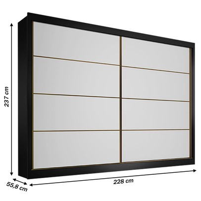 Guarda-Roupa Casal Sevilha 2 Portas 6 Gavetas 100% Mdf Flex Preto/Branco - Mademarques
