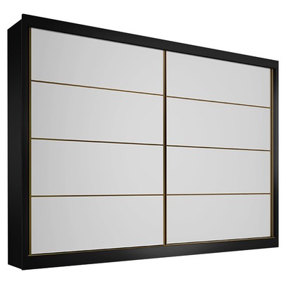 Guarda-Roupa Casal Sevilha 2 Portas 6 Gavetas 100% Mdf Flex Preto/Branco - Mademarques