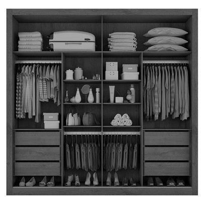 Guarda-Roupa Casal Sevilha 2 Portas 6 Gavetas 100% Mdf Flex Preto/Branco - Mademarques