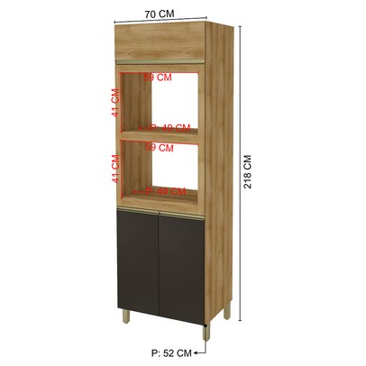 Torre Quente 3 Portas 1 Prateleira Chumbo/Castani - Indekes