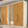 Guarda-Roupa Casal Oslo 6 Portas 6 Gavetas 100% Mdf com Espelho Off White/Peroba - Mademarques