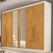 Guarda-Roupa Casal Oslo 6 Portas 6 Gavetas 100% Mdf com Espelho Off White/Peroba - Mademarques