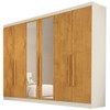 Guarda-Roupa Casal Oslo 6 Portas 6 Gavetas 100% Mdf com Espelho Off White/Peroba - Mademarques